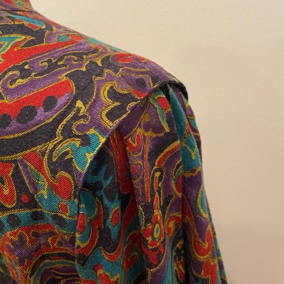 Geiger  Vintage Womens 2 Pc Set Shirt & Skirt  / Green Red   Purple Print / 38 - Picture 8 of 16